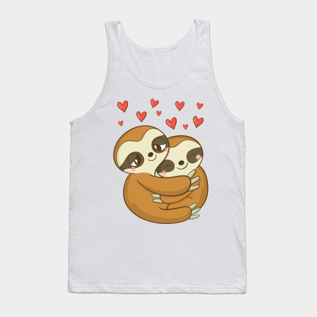 Sloth Valentine's Day Gift for Kids Girls Women Heart Tank Top by DragonTees